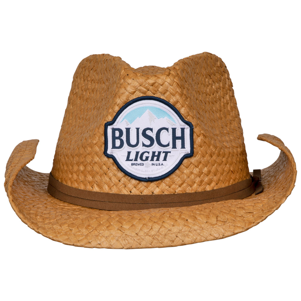 Busch Light Straw Cowboy Hat With Brown Band Image 2