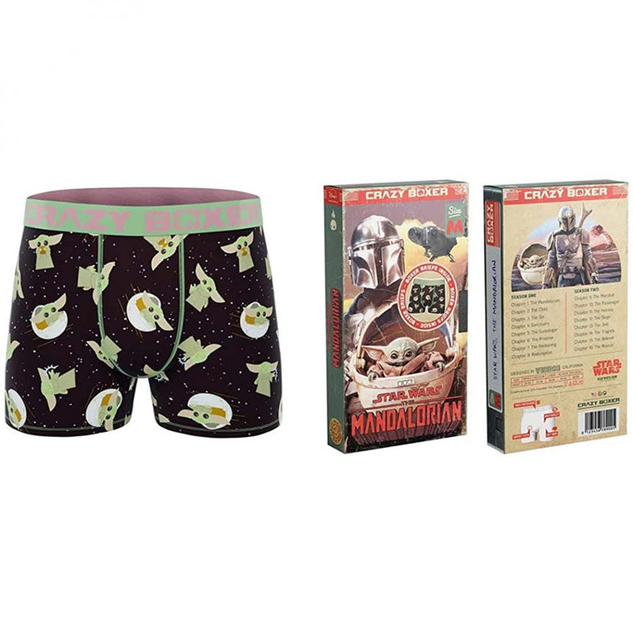 Star Wars The Mandalorian The Child Mens Boxer Briefs in VHS Tape Box Image 1