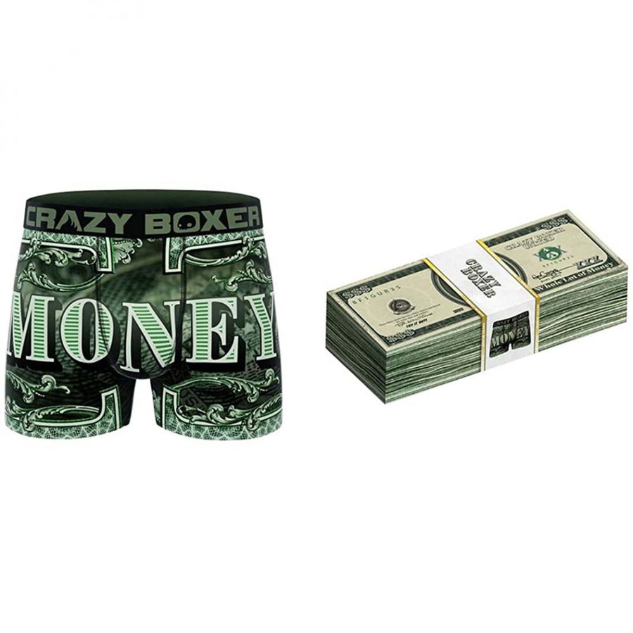 Crazy Boxers Money Dollar Signs Boxer Briefs in Benjamins Stack Box Image 1