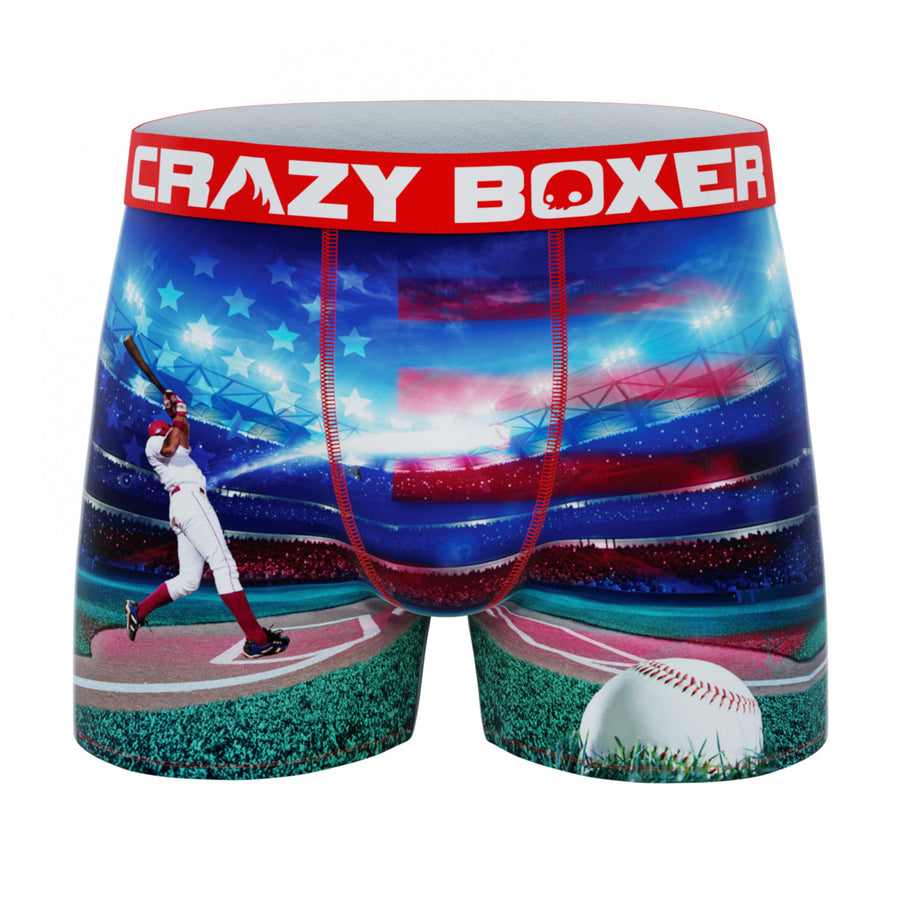 Crazy Boxer Baseball Home Run Shot Scene Mens Boxer Briefs Image 1