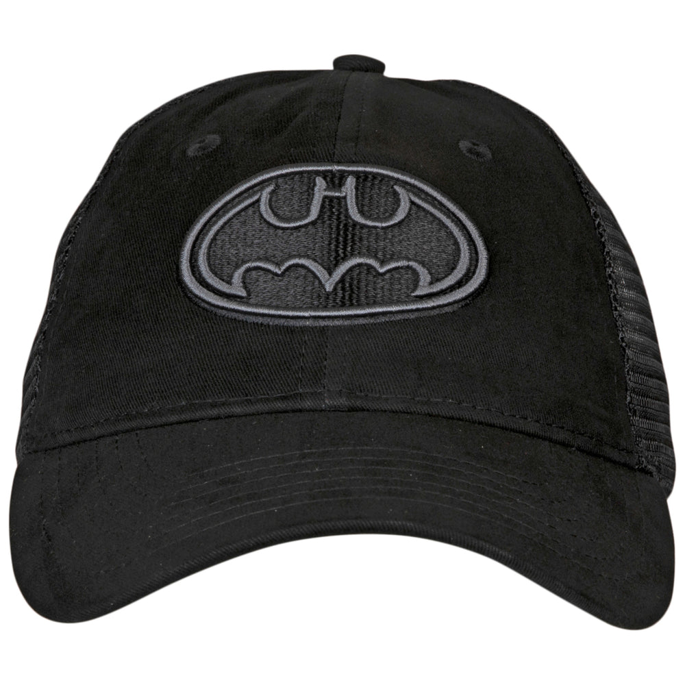 Batman Classic Symbol In Black Curved Brim Adjustable Dad Hat Image 2
