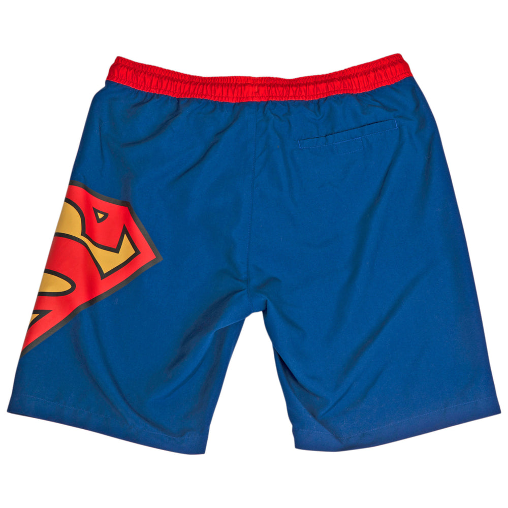 Superman Symbol Blue with Red Waistband Board Shorts Image 2