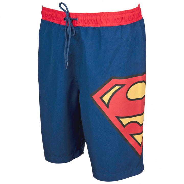 Superman Symbol Blue with Red Waistband Board Shorts Image 4