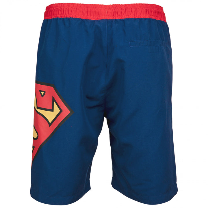 Superman Symbol Blue with Red Waistband Board Shorts Image 4