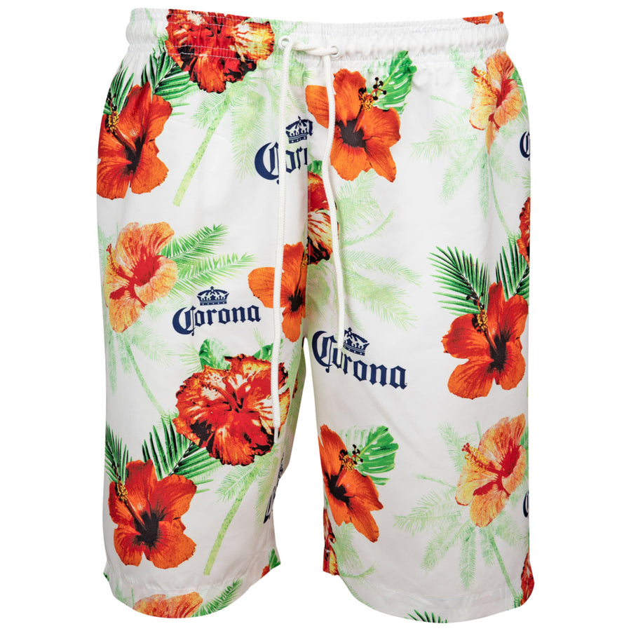 Corona Extra Floral Beach Board Shorts Image 1
