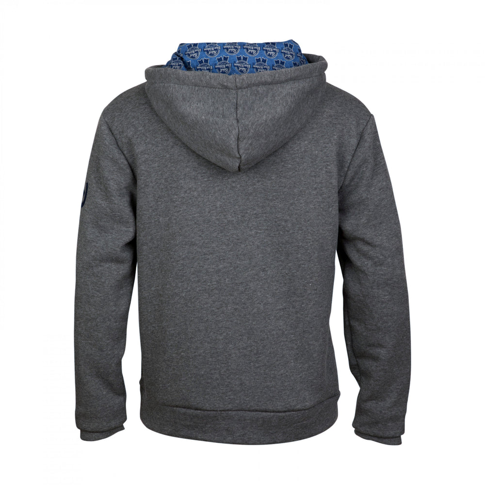 Pabst Blue Ribbon Logo Charcoal Pocket Hoodie with Inside Pattern Image 2