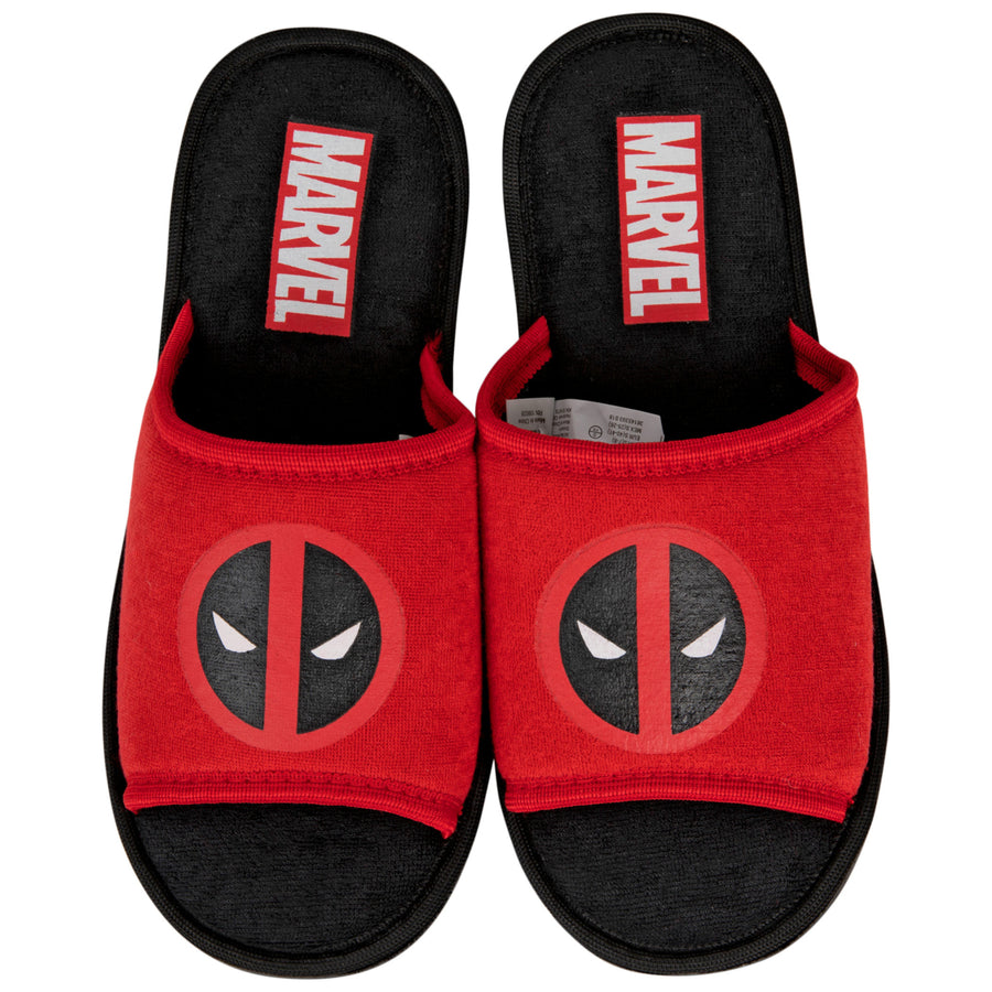 Marvel Deadpool Face Symbol Slides Sandals Image 1