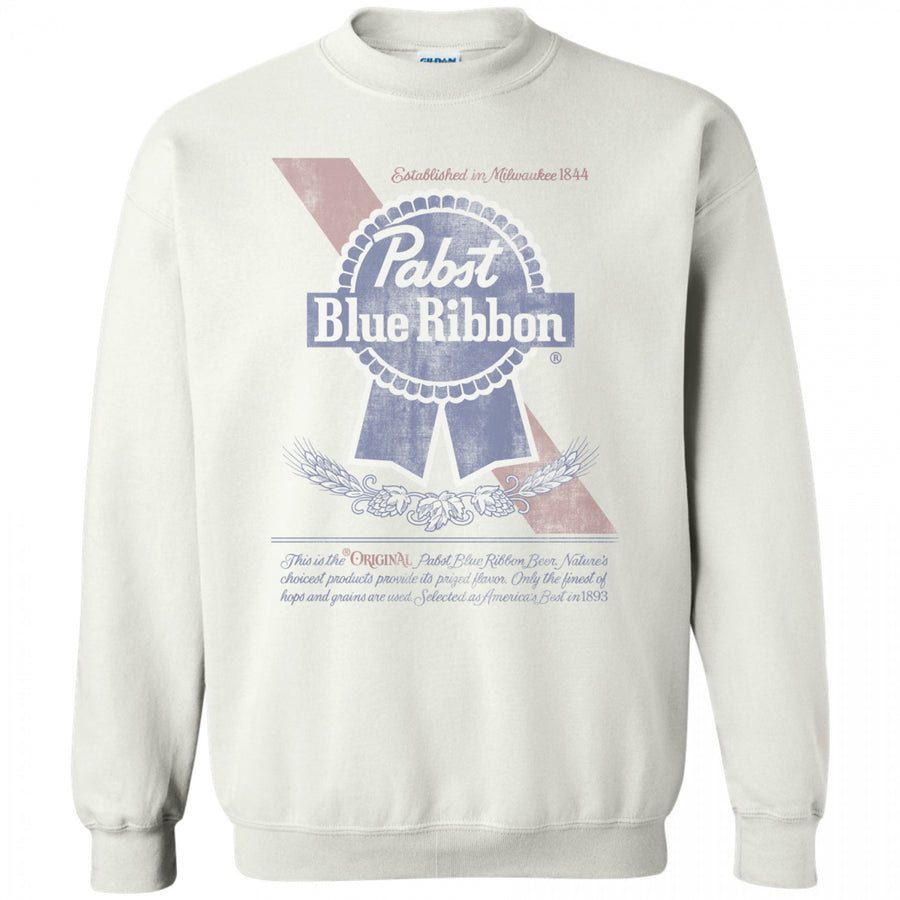 Pabst Blue Ribbon Beer Can Label Crew Sweatshirt Image 1