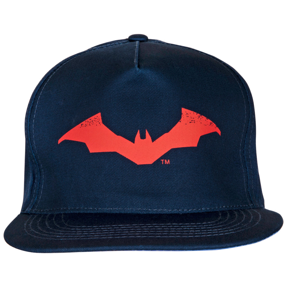 DC Comics The Batman Sketched Logo and Font Embroidery Flat Bill Hat Image 2