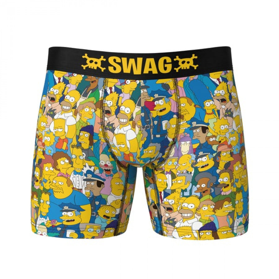 The Simpsons All Springfield Characters Swag Boxer Briefs Image 1