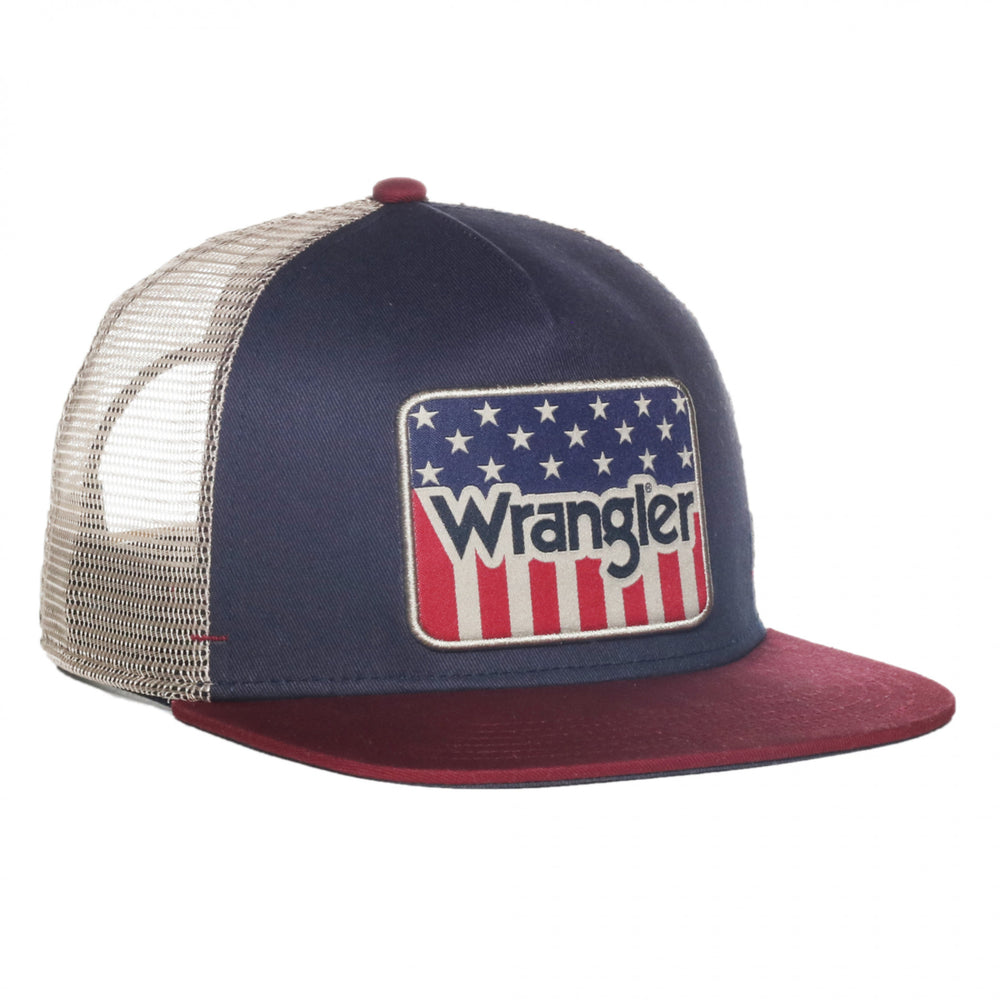 Wrangler Logo American Flag Adjustable Trucker Hat Image 2
