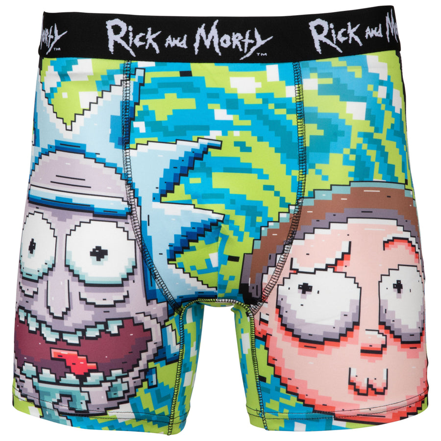 Rick and Morty with Portal Pixelated Boxer Briefs Image 1