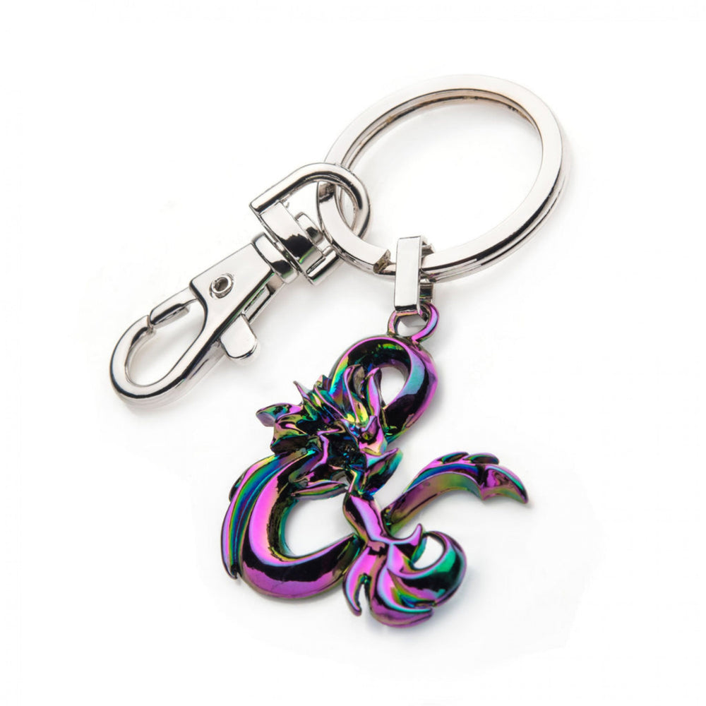 Dungeons and Dragons Ampersand Logo Iridescent Steel Keychain Image 2