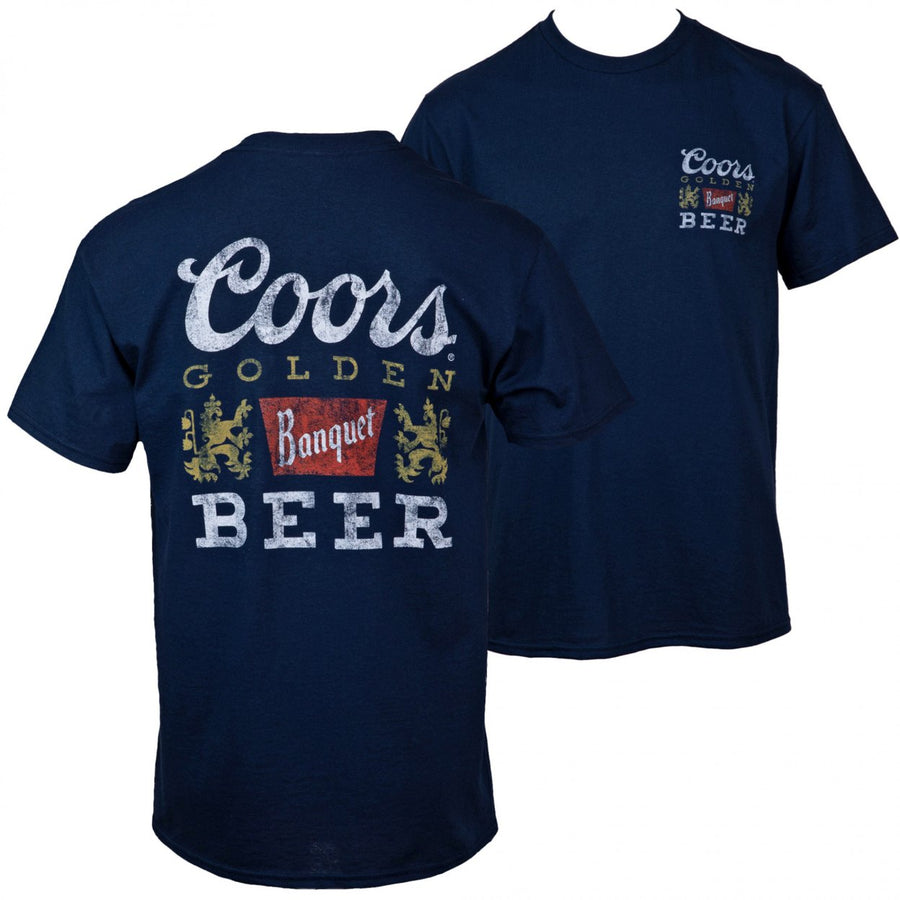Coors Banquet Logo Distressed Blue Colorway Front and Back Print T-Shirt Image 1