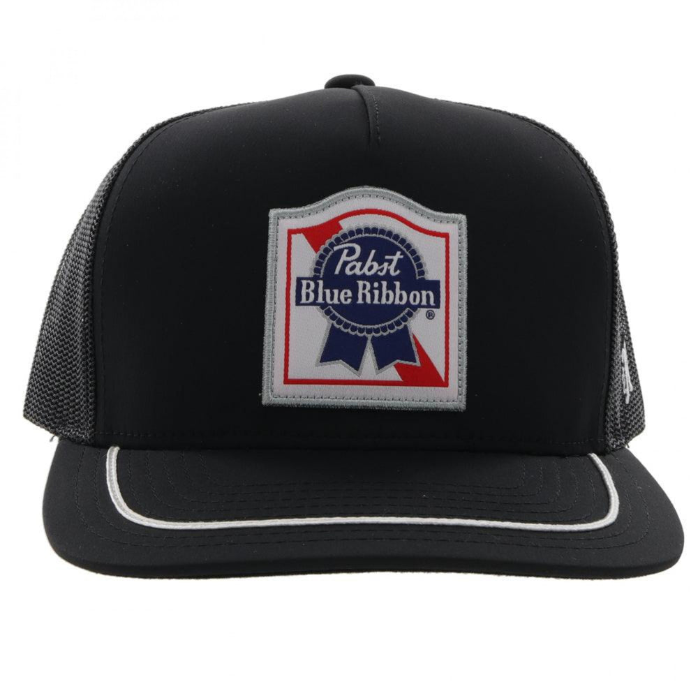Pabst Blue Ribbon Classic Logo Patch White Stripe Bill Snapback Trucker Hat Image 2