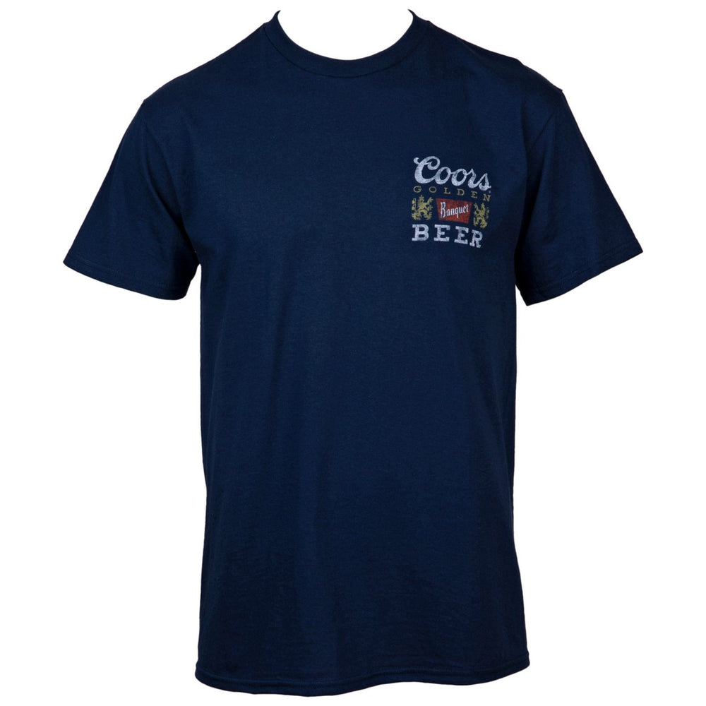 Coors Banquet Logo Distressed Blue Colorway Front and Back Print T-Shirt Image 2