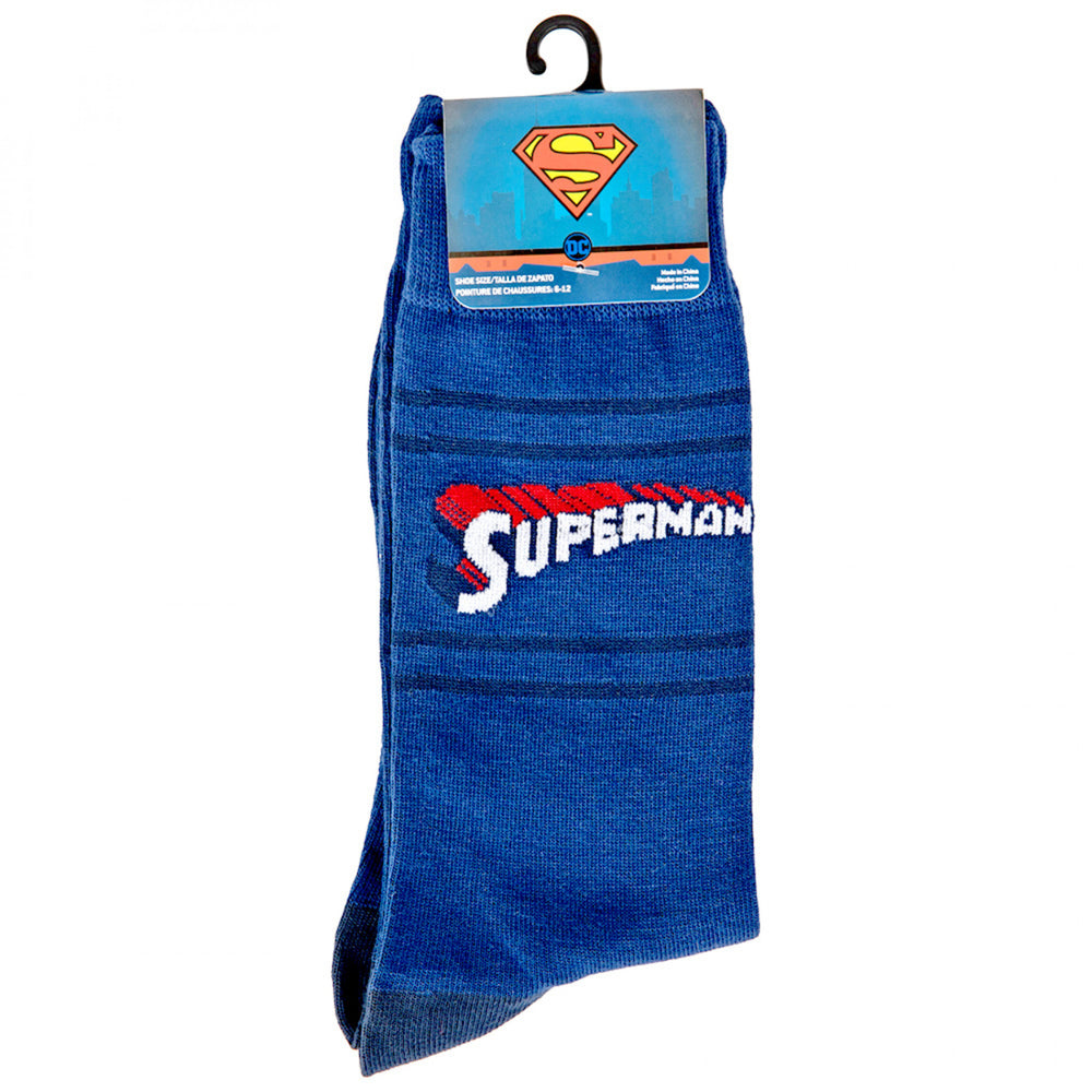 Superman Retro Title Logo Crew Socks Image 2
