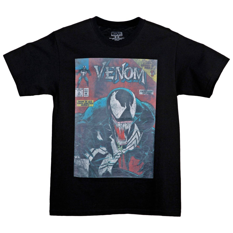 Venom Lethal Protector Distressed Comic Cover Mens T-Shirt Image 1