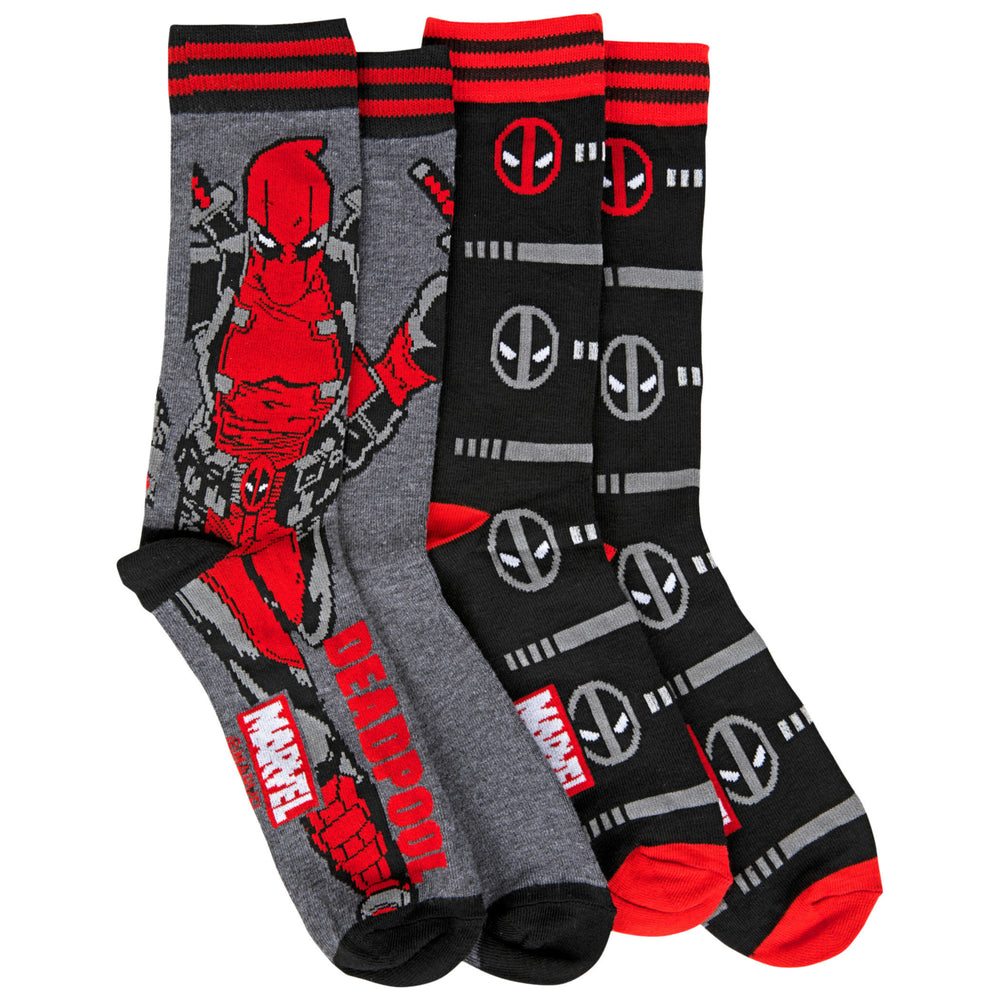 Deadpool Character and Repeating Faces 2-Pair Pack of Casual Crew Socks Image 2