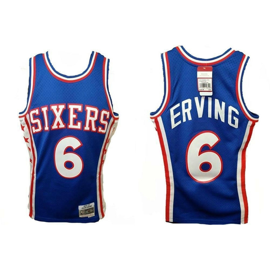 1976-77 Dr J Julius Erving 6 76ers Mens XS X-Small Mitchell and Ness Jersey 130 Image 1