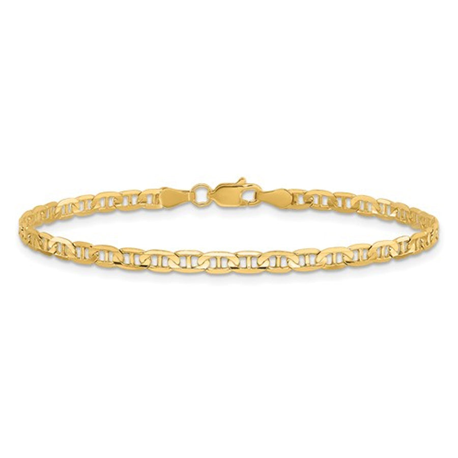 Concave Anchor Chain Anklet 10 Inches 3mm in 14K Yellow Gold Image 1