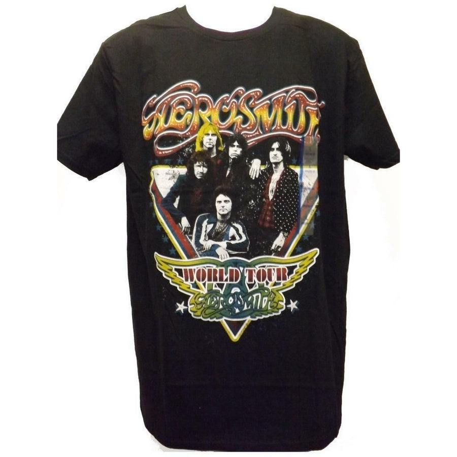 Aerosmith Mens Size L Large Licensed World Tour Concert Athletic Fit Shirt Image 1