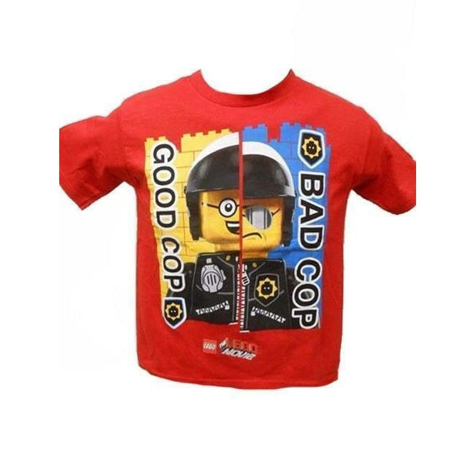 Lego Movie "GOOD COP BAD COP" Youth Size M Medium 10/12 Red Shirt Image 1