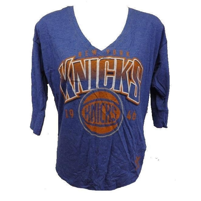 - York Knicks Womens Size S Small Blue Adidas V Neck Shirt Image 1