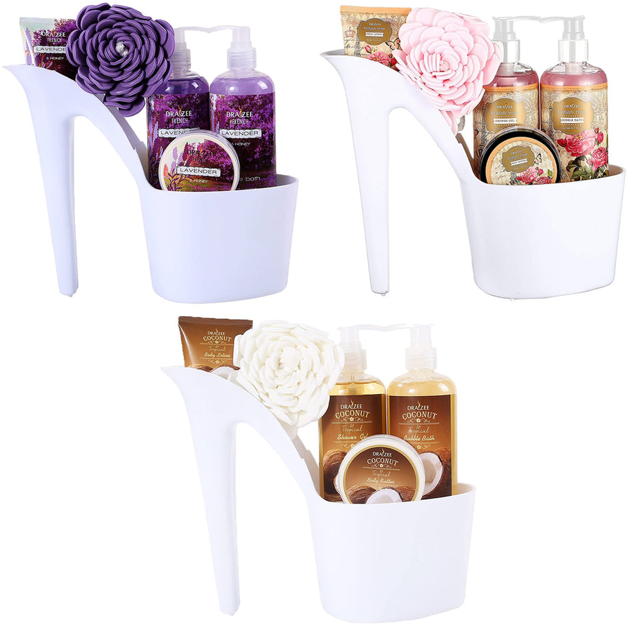 (Set of 3) Draizee Heel Shoe Spa Gift Set  RoseLavenderCoconut Scented Bath Essentials Gift Basket Image 1