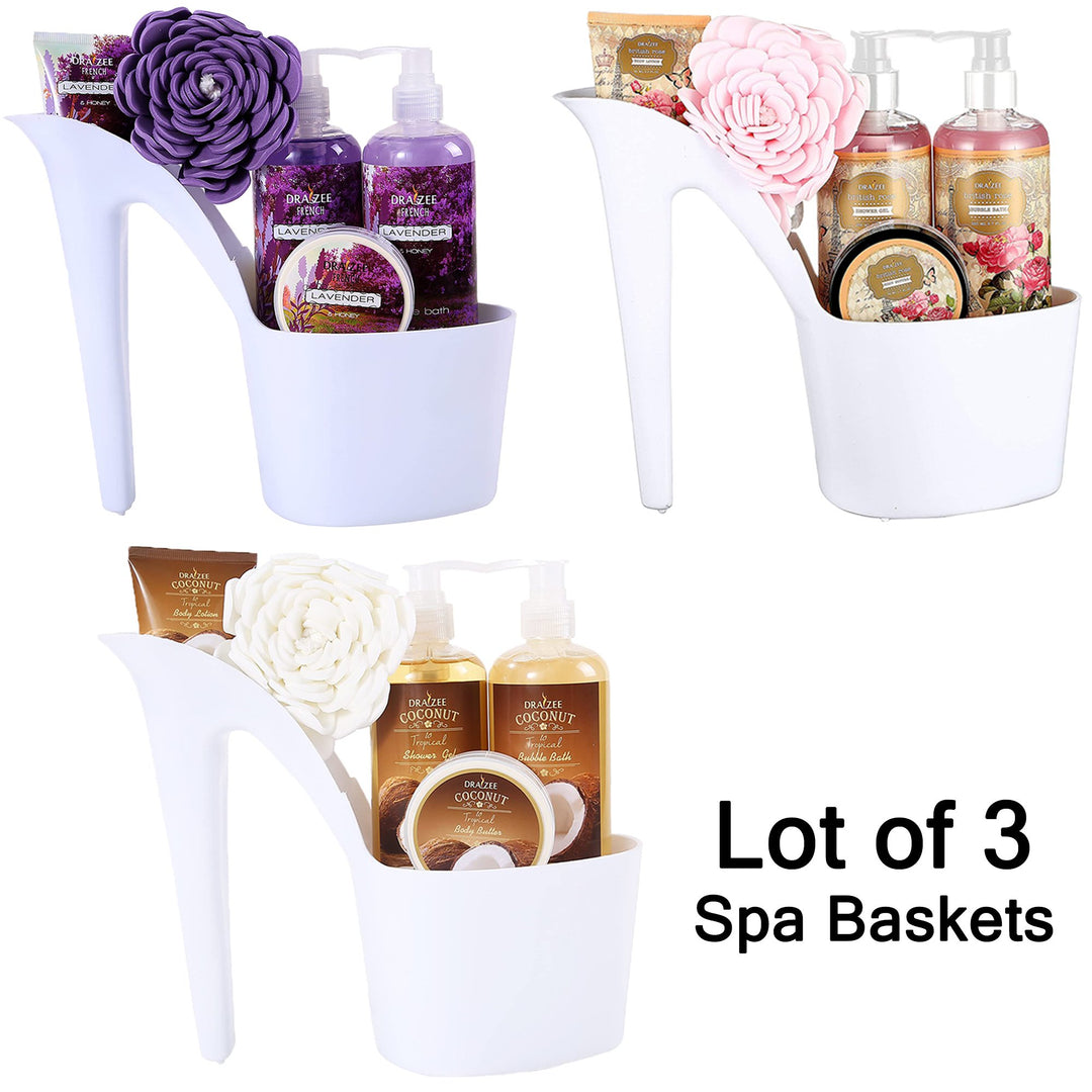 (Set of 3) Draizee Heel Shoe Spa Gift Set  RoseLavenderCoconut Scented Bath Essentials Gift Basket Image 2
