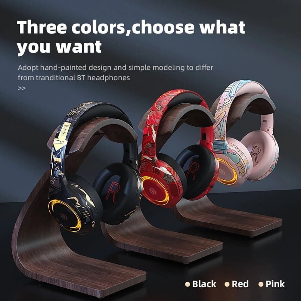 Gaming Headphone with Light Wireless bluetooth Headphones Noise Canceling Microphone Deep Bass Over-Ear Headset Image 2