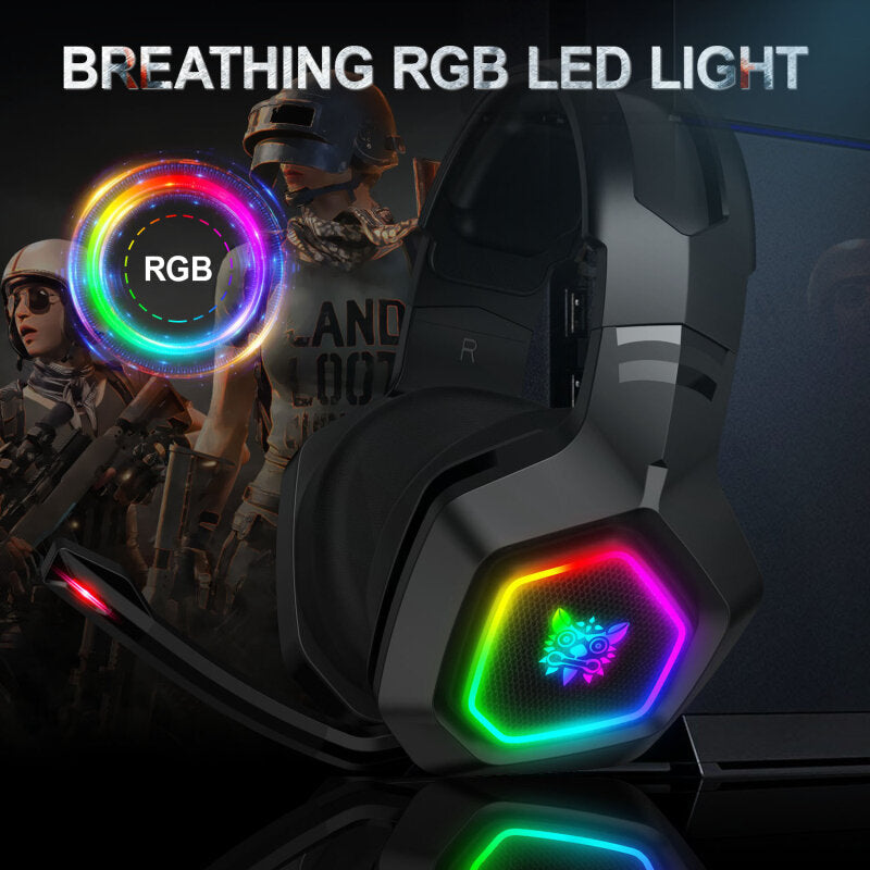 Gaming Headphones 50mm Drivers Unit Noise Reduction RGB Light Wired Headset with Mic Image 2
