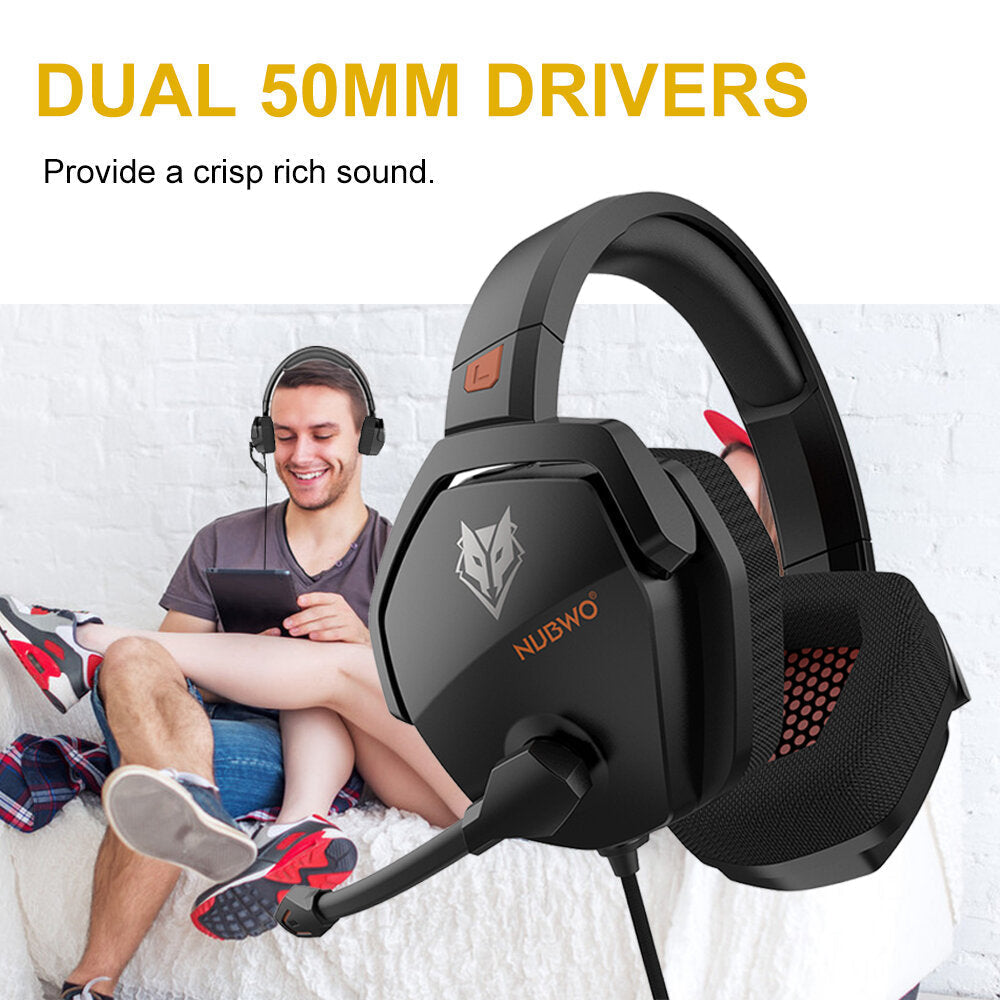 Over-Ear Gaming Headset 50mm Drivers Noise Cancelling Headphones with Mic 3.5mm Wired Gaming Earphone for PS4 PC Mobile Image 2