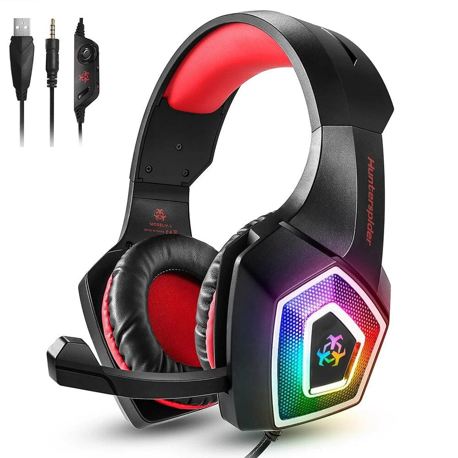 Gaming Headset Stereo Bass Game Headphone with Mic Noise Canceling LED Light for PC for PS4 Laptop Image 1