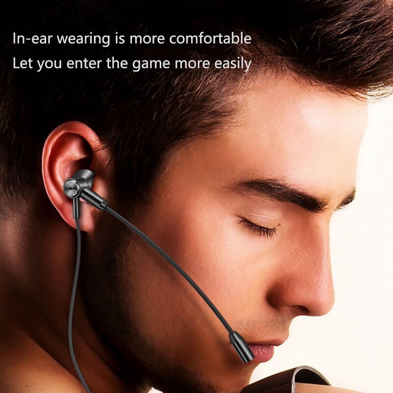 Gamer Headset 3.5mm Jack Wired Earbuds Sports Gaming Earphone Stereo Metal Earbuds with Detachable Mic for Phone PC Image 2