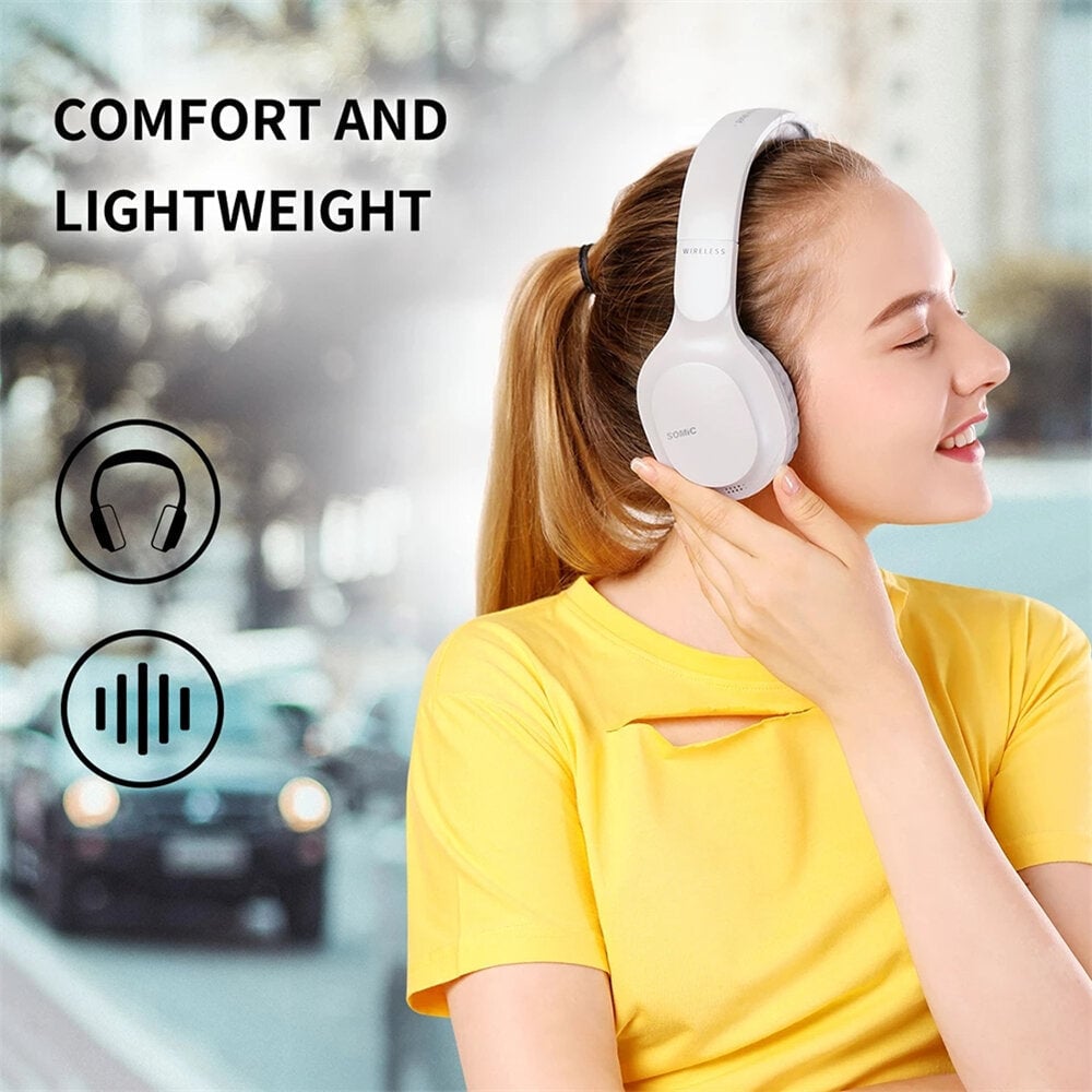 Wireless bluetooth Headphones CVC8.0 Noise Reduction 40MM Drivers AUX-In 1000mAh Adjustable Head-Mounted Sports Music Image 2