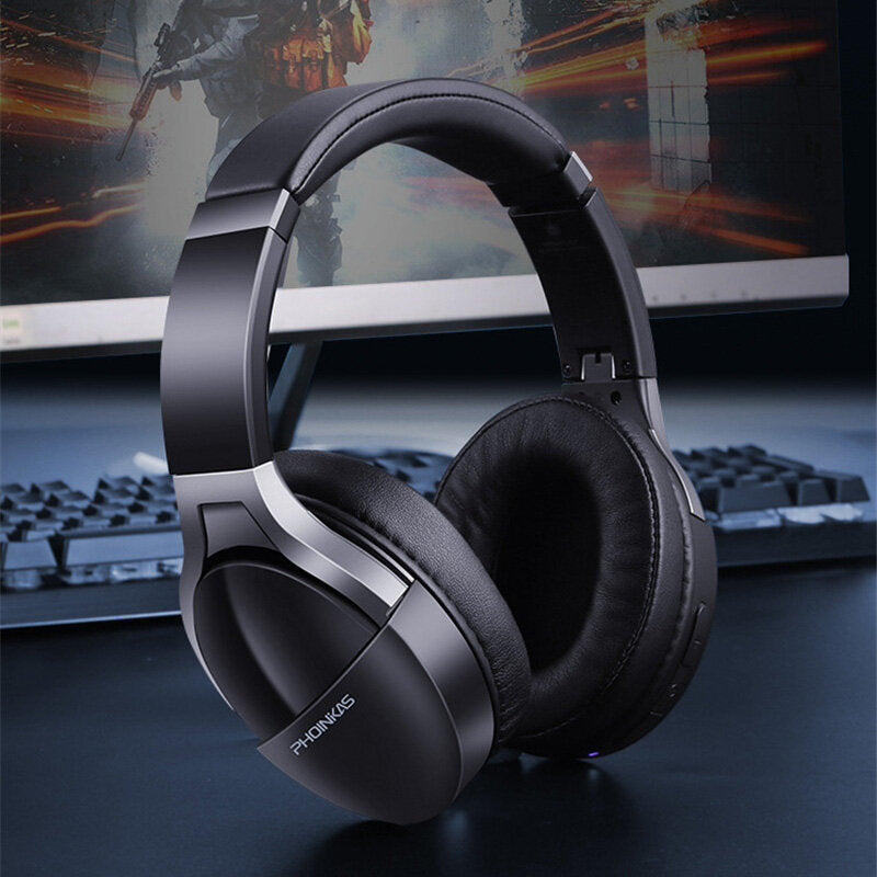 Gaming Headset Wireless bluetooth V5.0 Headphones 6D Surround Sound Noise Reduction AUX-In 40h Battery Life Foldable Image 2