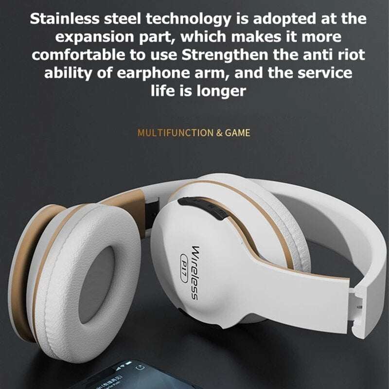 Bluetooth Headphones Folding Wireless Earbuds Noise Cancelling Over-Ear Headphones Adjustable Sport Headsets Image 2