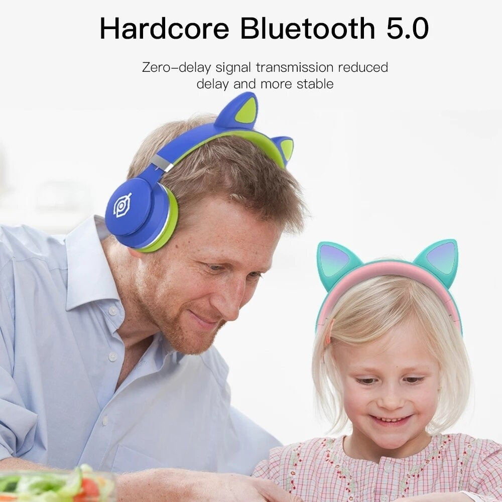 LED Over-Ear Headphones Noise Cancelling Headset bluetooth 5.0 Wireless Kids Headset Support TF Card 3.5mm Plug With Mic Image 2