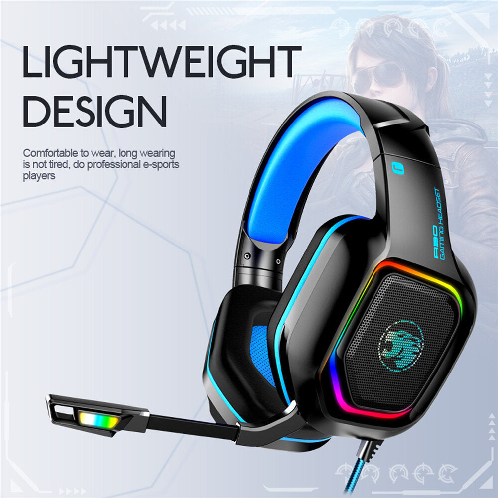 Wired 3.5mm Gaming Headset Surround Sound Bass Gaming Headphones Noise Reduction LED Light Stereo Over-Ear Headphones Image 2