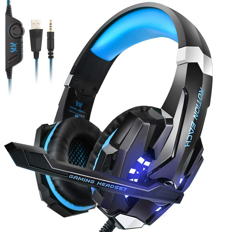 Gaming Headset Wired Glowing Earphones Deep Bass Stereo RGB Light Game Headset With Mic Image 1