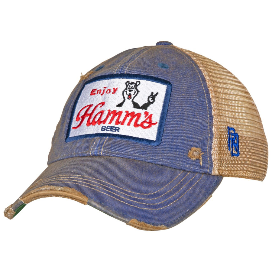Hamms Beer Bear Vintage Mesh Trucker Snapback Hat Image 1