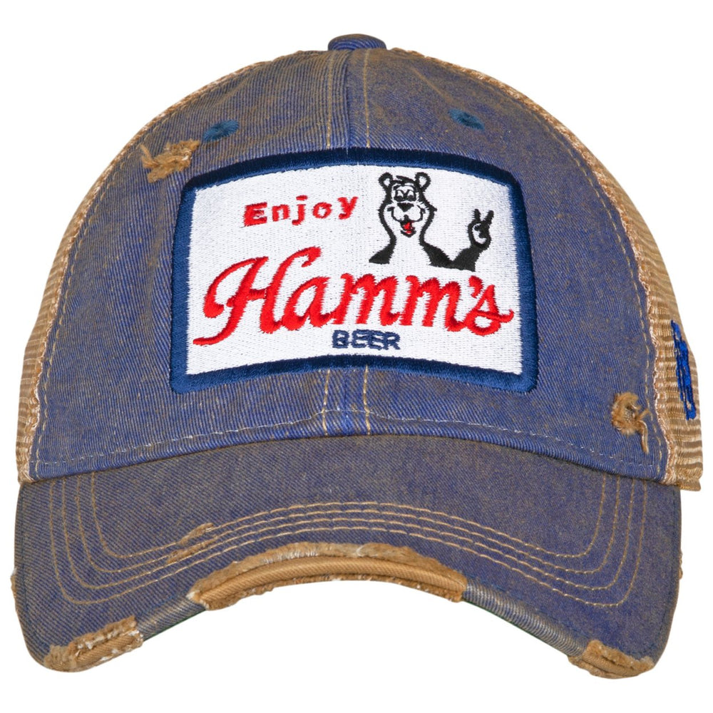 Hamms Beer Bear Vintage Mesh Trucker Snapback Hat Image 2