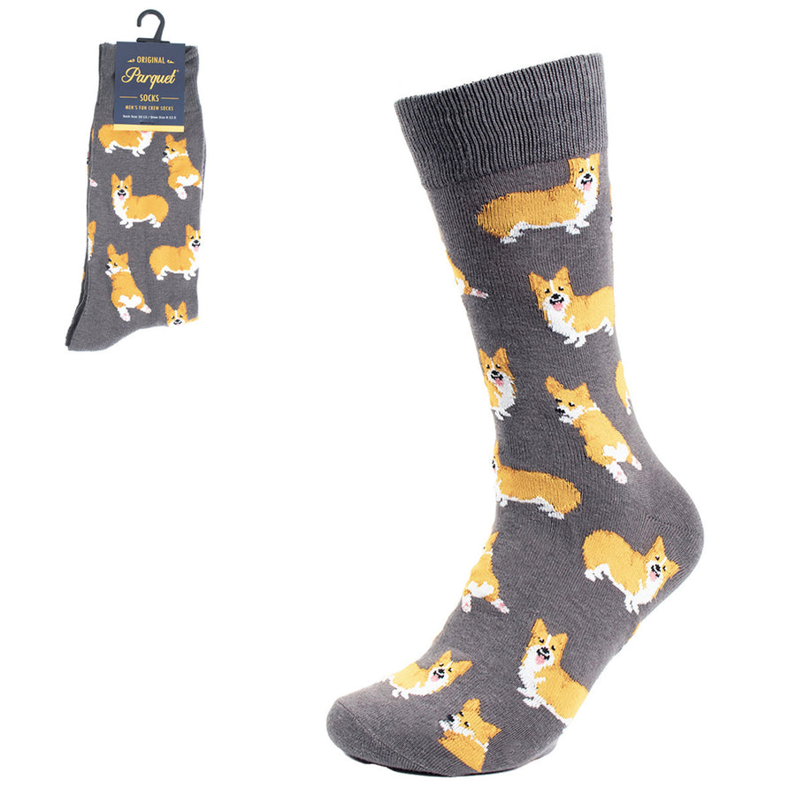 Corgis Dog Fun Socks Mens Dancing Dog Novelty Socks Funny Socks Dad Gifts Cool Socks Funny Groomsmen Grey Image 1