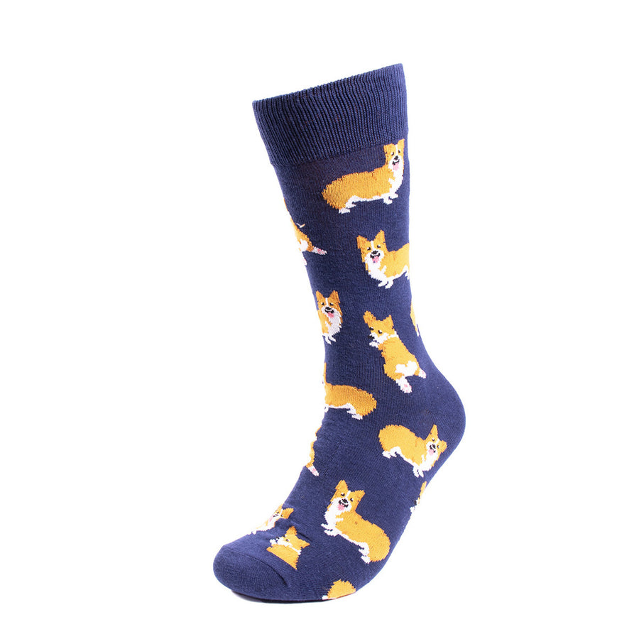 Corgis Dog Fun Socks Mens Dancing Dog Novelty Socks Funny Socks Dad Gifts Cool Socks Funny Groomsmen Blue Image 1