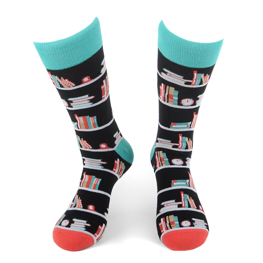 Book Nerd Socks Mens Book Shelves Novelty Socks Novelty Socks Funny Socks Dad Gifts Cool Socks Funny Groomsmen Image 1