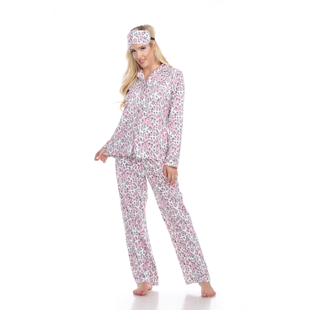 White Mark Womens Animal Print Three-Piece Pajama Set Image 7