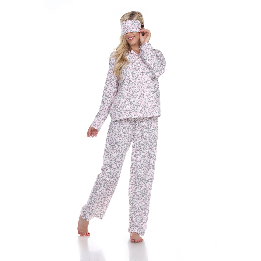White Mark Womens Animal Print Three-Piece Pajama Set Image 9