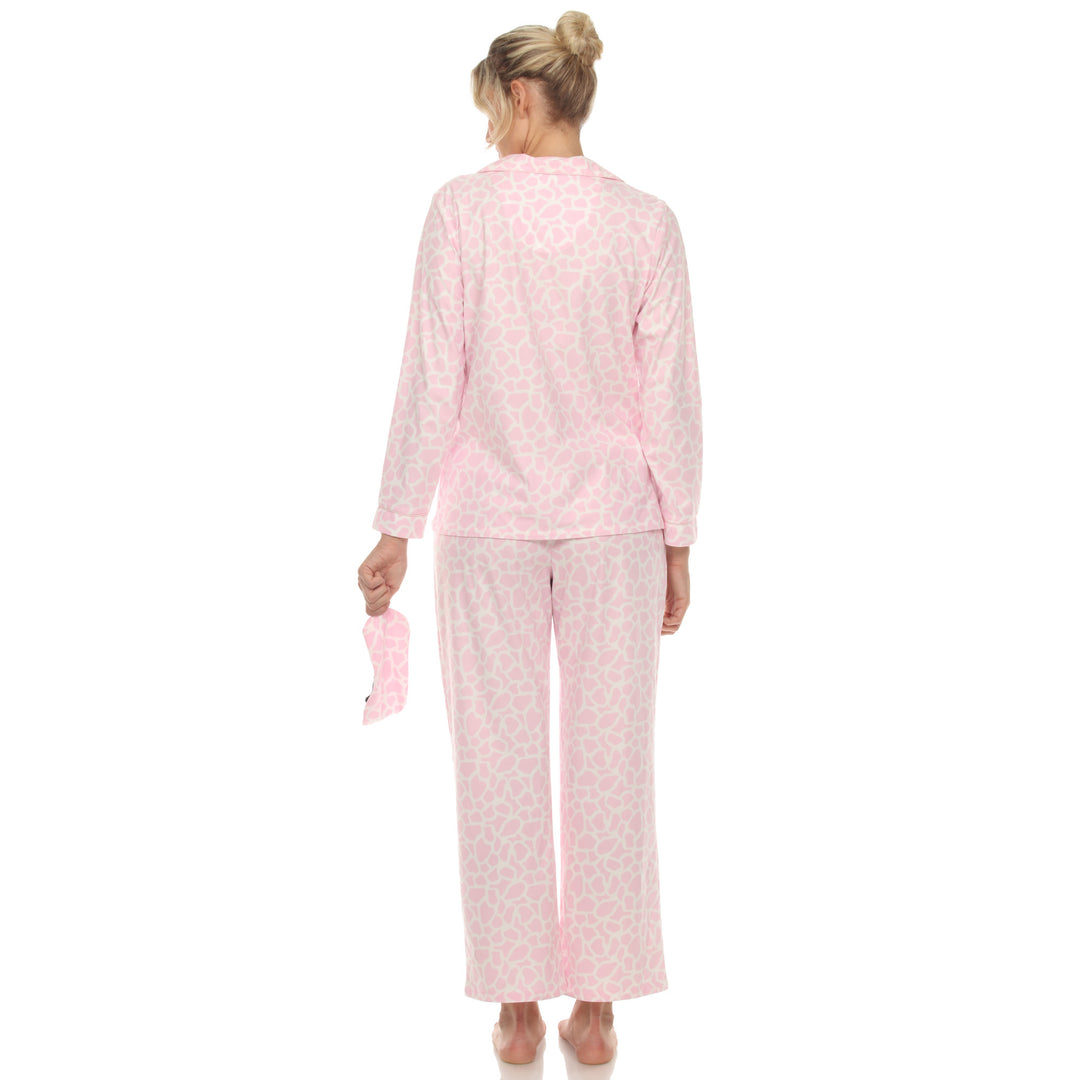 White Mark Womens Animal Print Three-Piece Pajama Set Image 4