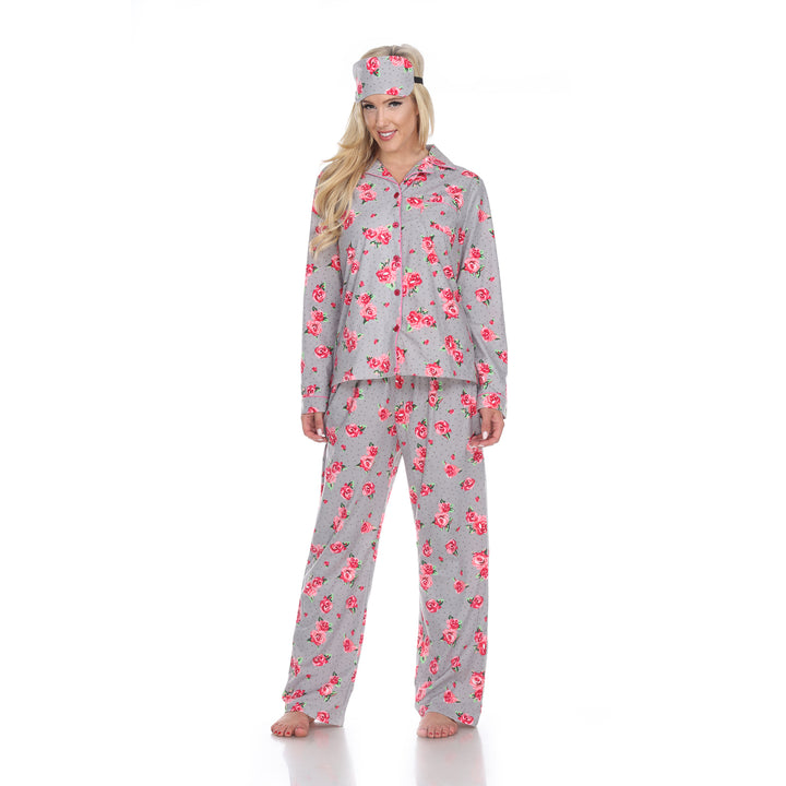 White Mark Womens Three-Piece Pajama Set Image 6